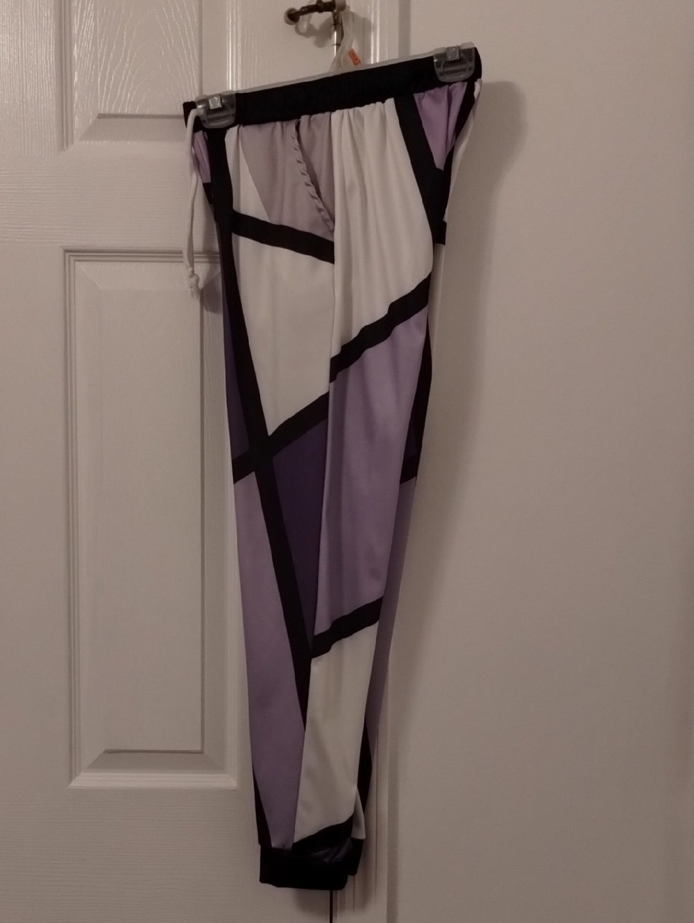 Geometric Lavender & White Women’s Track Joggers